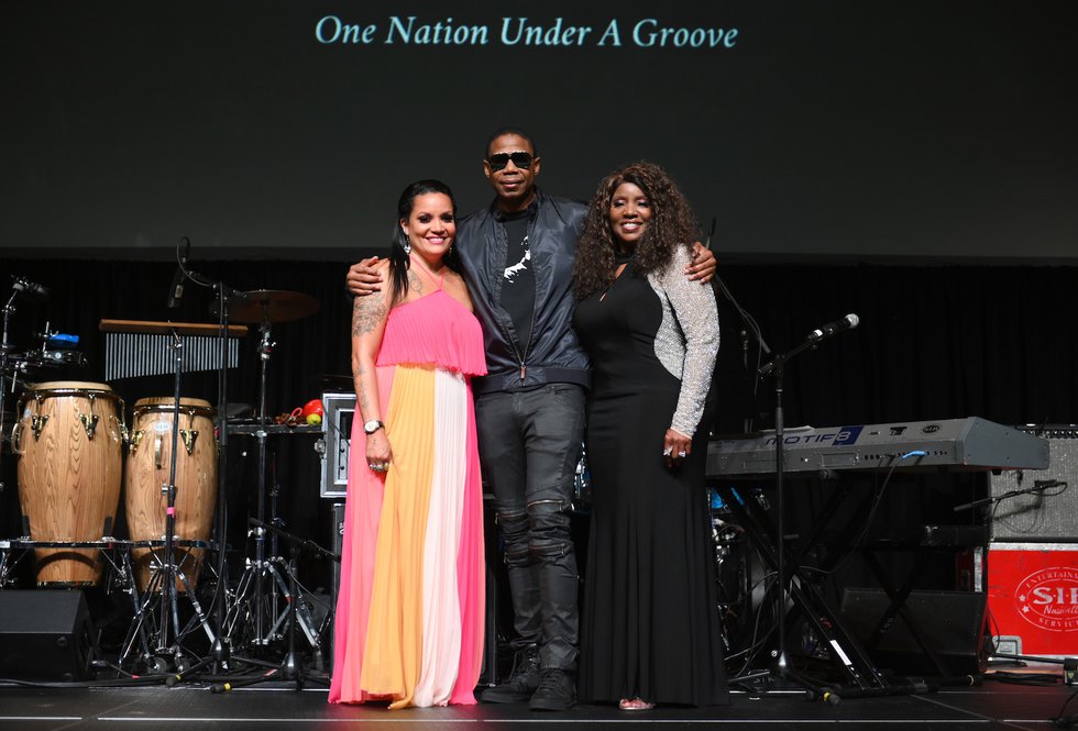 Chrissy Walter, Doug E. Fresh and Gloria Gaynor attend The Celebration of Legends Gala 2019 at Music City Center on June 27 2019 in Nashville Tennessee. (Photo by Jason Kempin.JPG